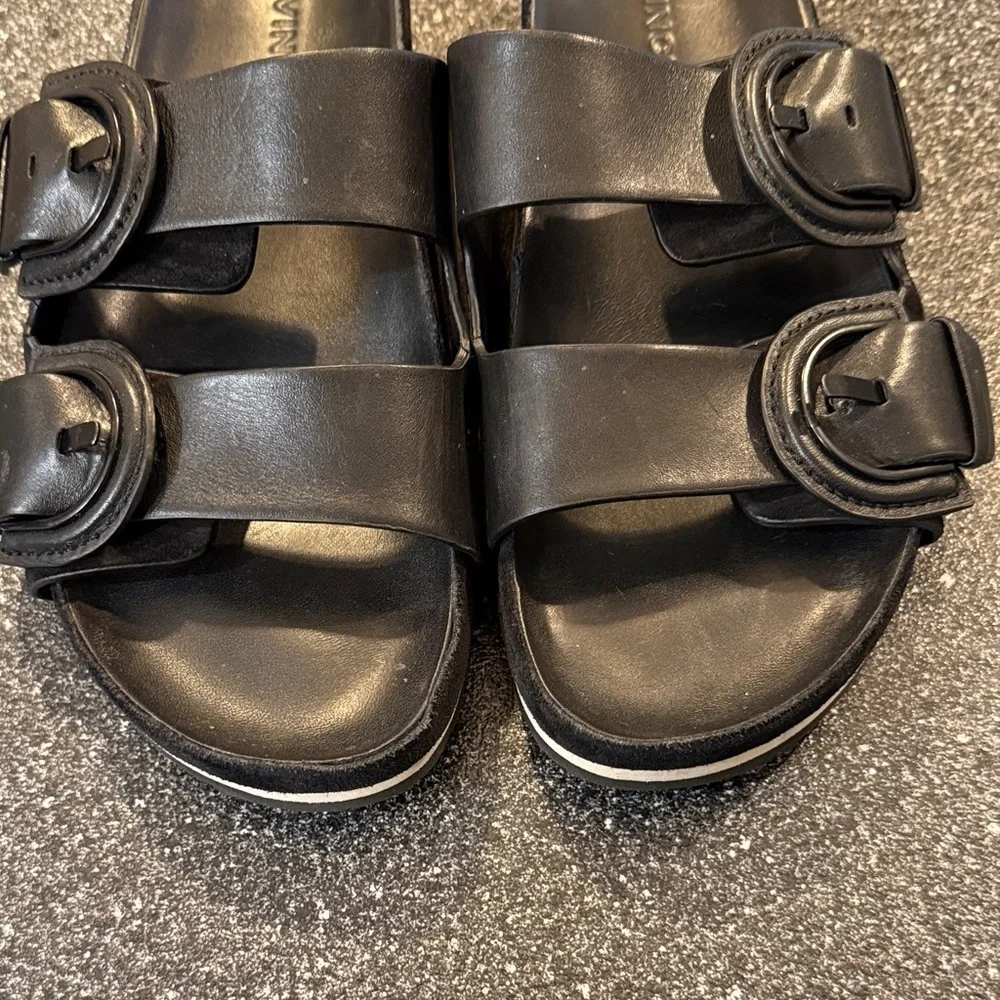 Vince Glyn Black Buckle Sandals - leather and suede - size 7 - Picture 4 of 6